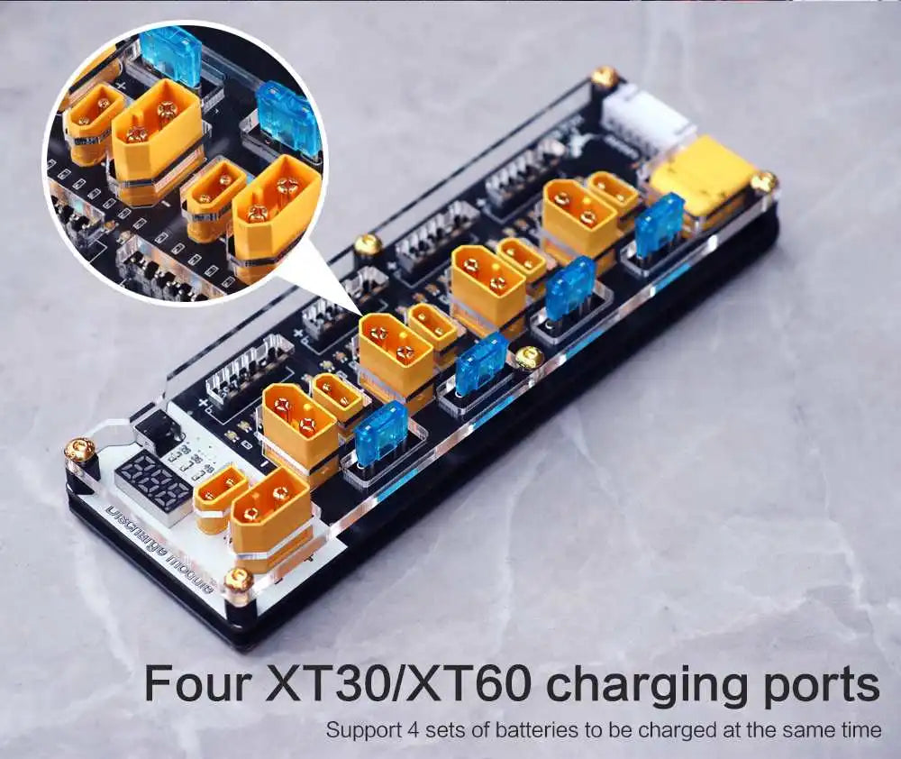 HGLRC Thor PRO LIPO Battery Balance Charger Board, four XT3OIXT6O charging ports Support 4 sets of batteries to