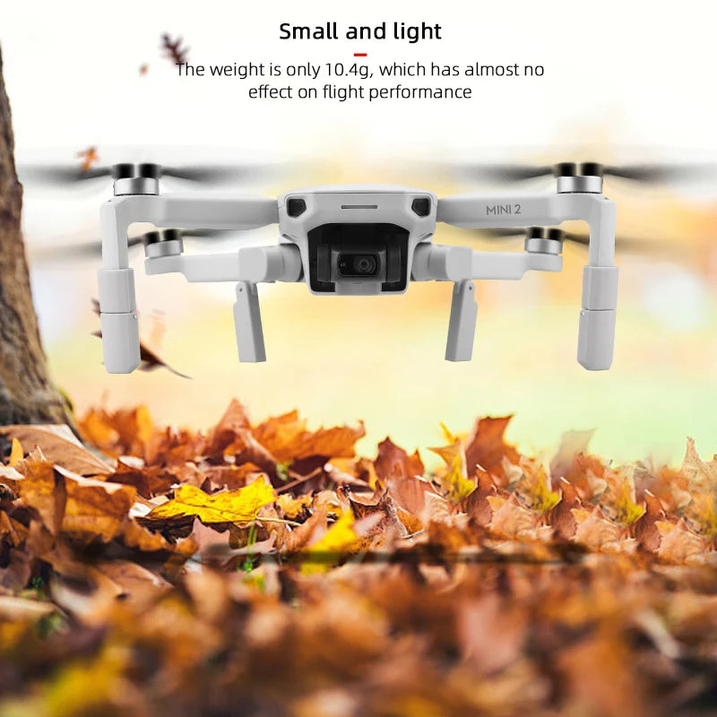 Foldable Heightening Landing Gear Leg Heighten for DJI Mavic Mini 2/Mini SE Drone Accessories Drone Feet Stand Support Protector 16 Foldable Heightening Landing Gear, Mini 2 weighs only 10.4g, which has almost no effect on flight performance .