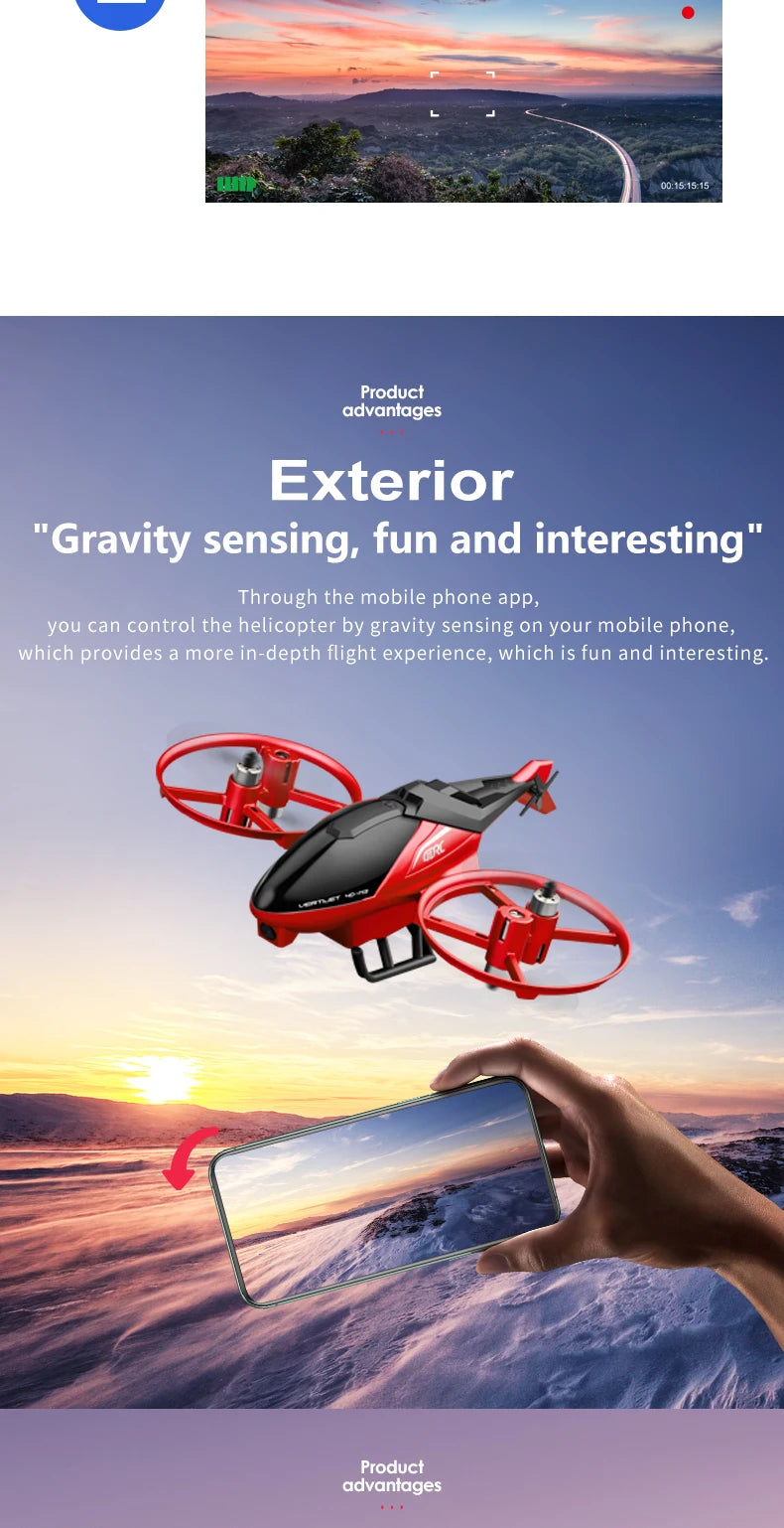 4DRC M3 RC Helicopter, through the mobile phone app, you can control the helicopter by gravity sensing on your mobile phone