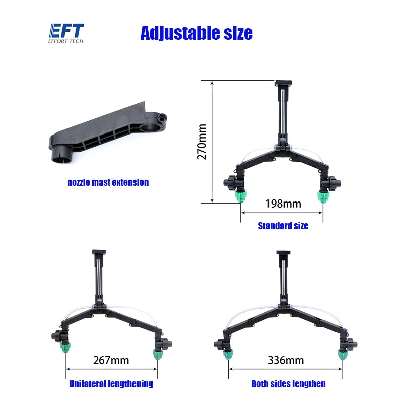 EFT Agricultural Drone Y Double Nozzle - extended rod pressure double nozzle EFT Plant Protection Agricultural Drone Accessories 13 EFT Agricultural Drone Y Double Nozzle, IEeFT Adjustable size FFFORT TECH I nozzle mast extension