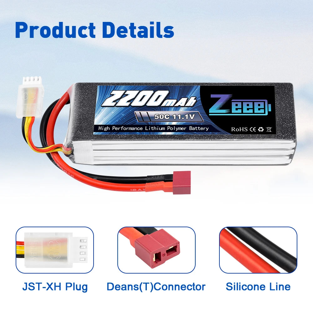 2units Zeee LiPo Battery, ZODaas 7eeel 50C 11.1V High Performance Lith