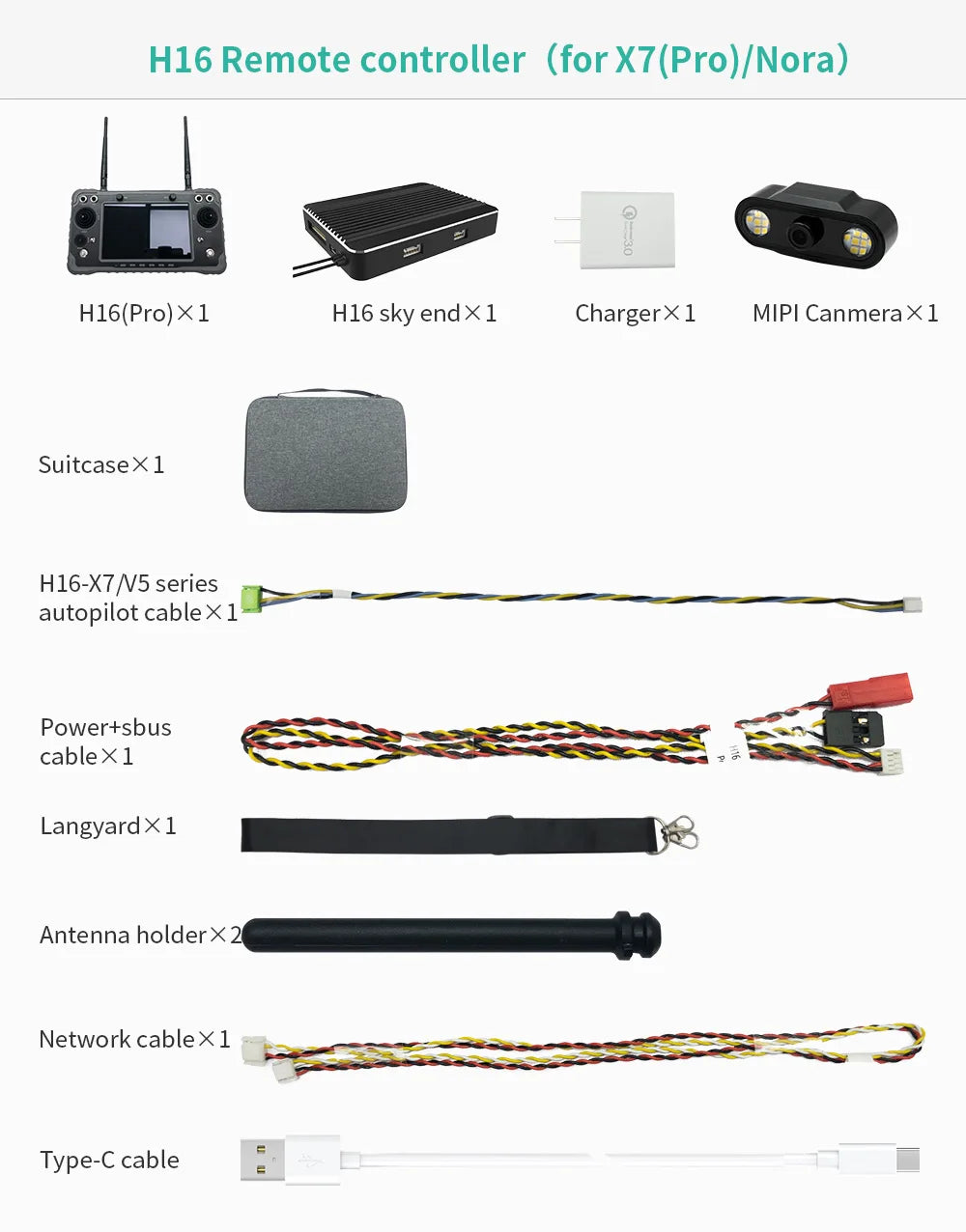 CUAV Black H16, H16 Remote controller (for X7(Pro)/Nora) H16