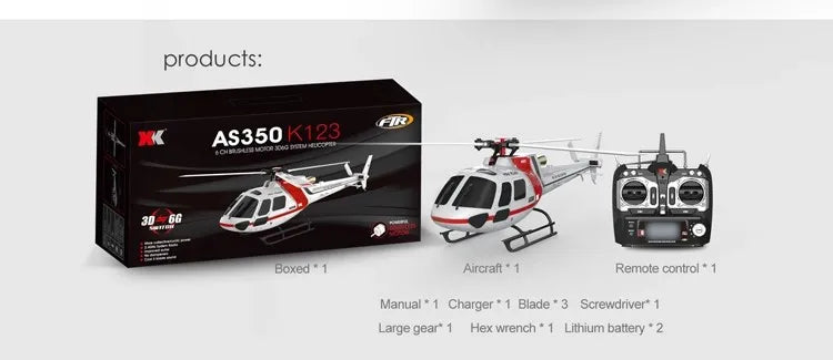 WLtoys XK K123 Rc Helicopter, gear" Hex wrench Lithium battery Largest battery in the world .