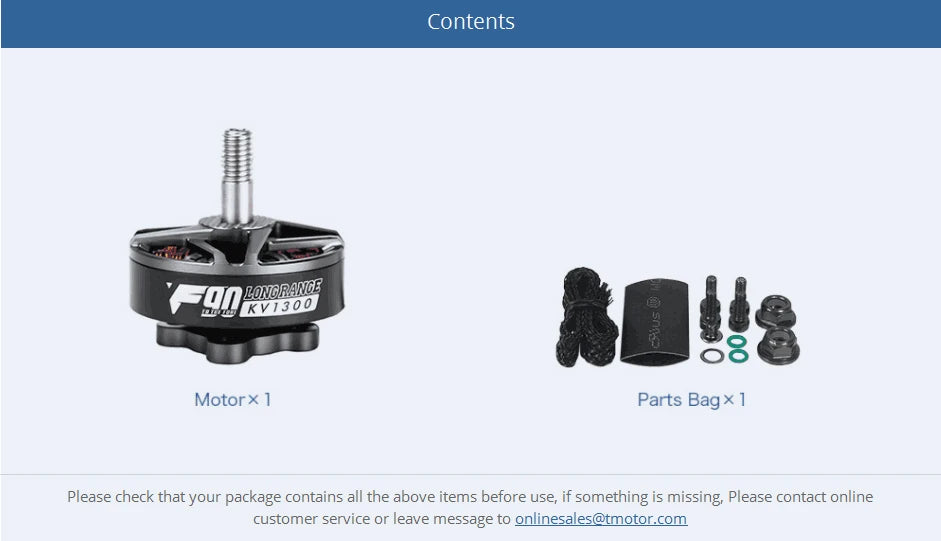 4x T-motor F90 KV1300 KV1500 Brushless Motor For FPV Freestyle Version RC Racing Drone 17 4x T-motor, if something is missing, please contact online customer service or leave message to onlinesales@