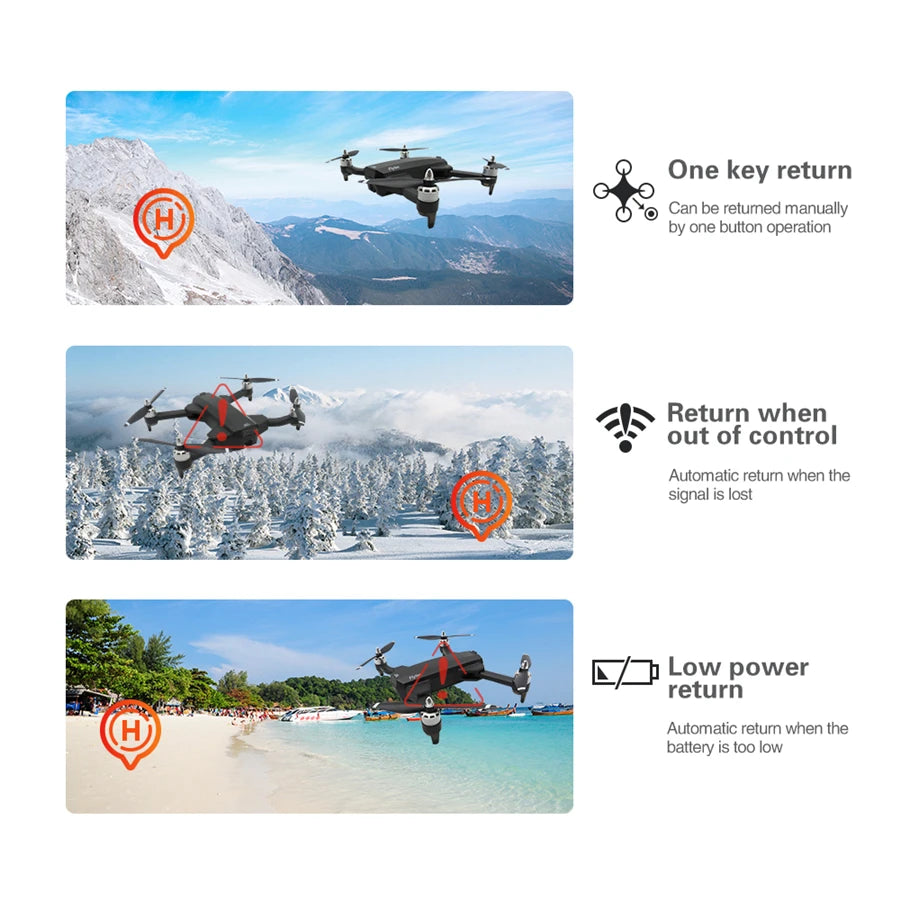 Flytec T15 Drone, one key return Can be returned manually by one button operation Return when out of control Automatic return when