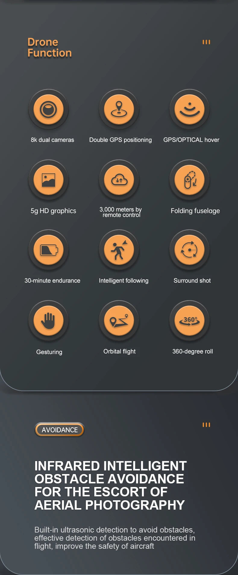 A5S Drone, drone function 8k dual cameras double gps positioning g