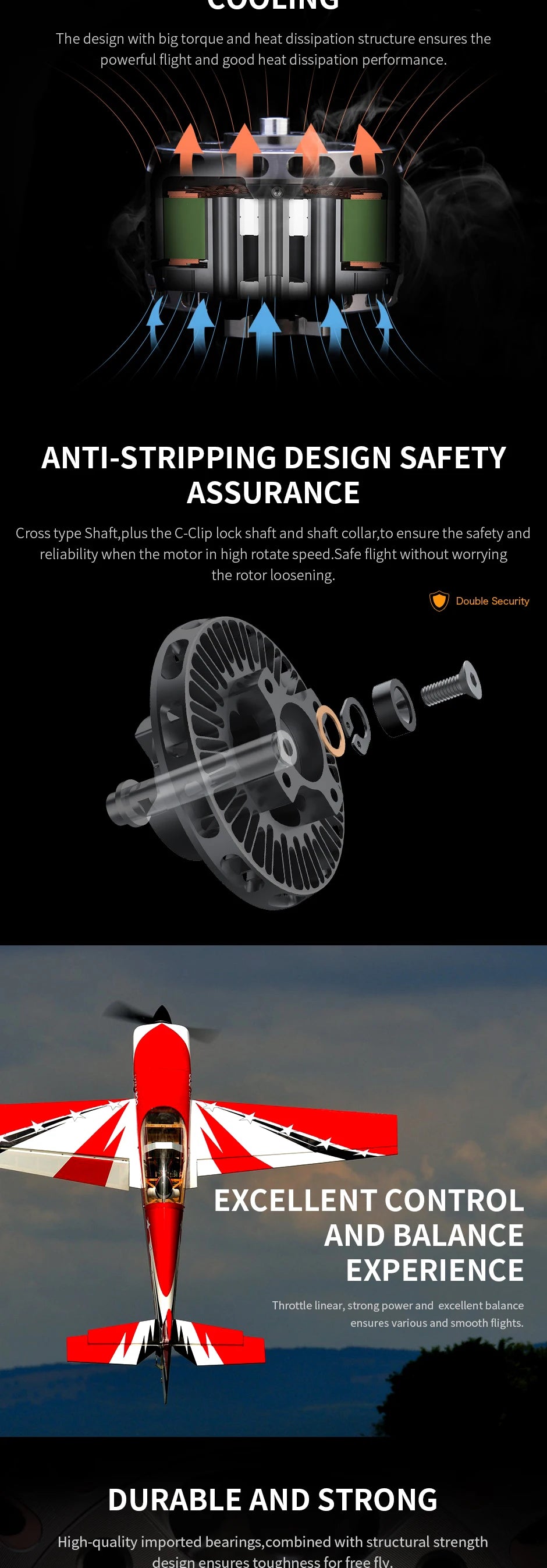 T-motor AT7215 Brushless Motor - KV200 KV220 KV245 KV270 Max Thrust 14KG Drone Motor For RC Drone Fixed Wing 120E-170E Aircraft, 30-40CC 8 T-motor, the design with big torque and heat dissipation structure ensures the powerful flight and