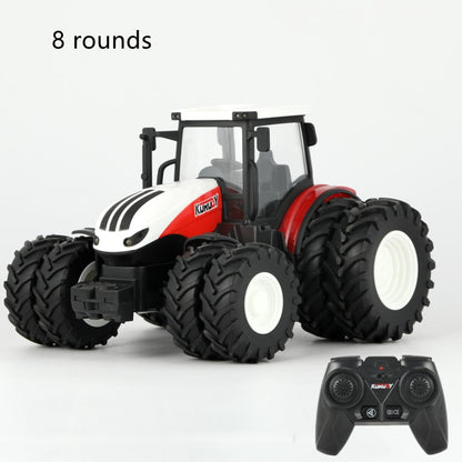 1/24 RC Tractor Trailer with LED Headlight Farm Toys Set - 2.4GHZ Remote Control Car Truck Farming Simulator for Children Kid Gift