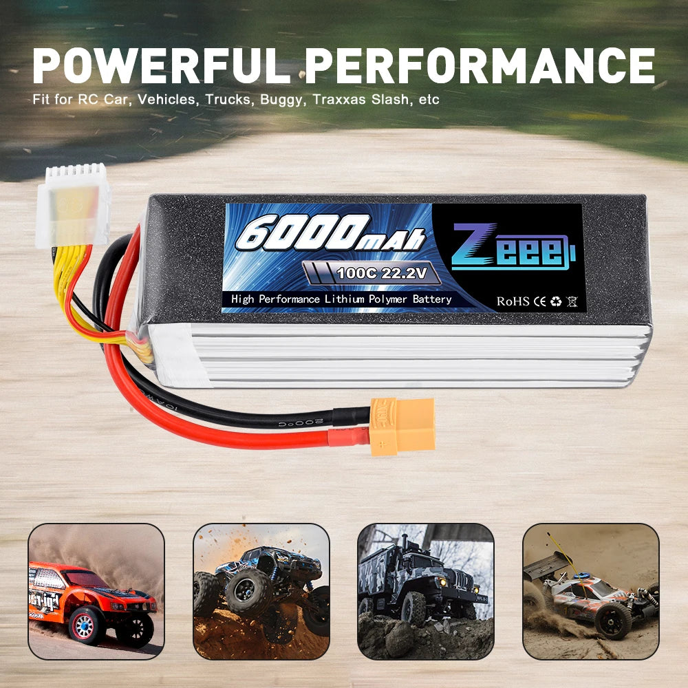 Zeee Lipo Battery, POWERFUL PERFORMANCE Fit for RC Car, Vehicles, Trucks
