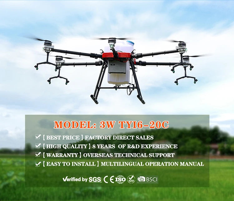 TYI 3W TYI6-20C 20L Agriculture Spray Drone - new 21L 20kg 6 axis k++ GPS automatic mode agri drone sprayer drone frame pesticide sprayer agricultural drone 7 TYI 3W TYI6-20C 20L Agriculture Spray Drone, 3W TY6-20C BEST PRICE FACTORY DIRECT SALES HIGH
