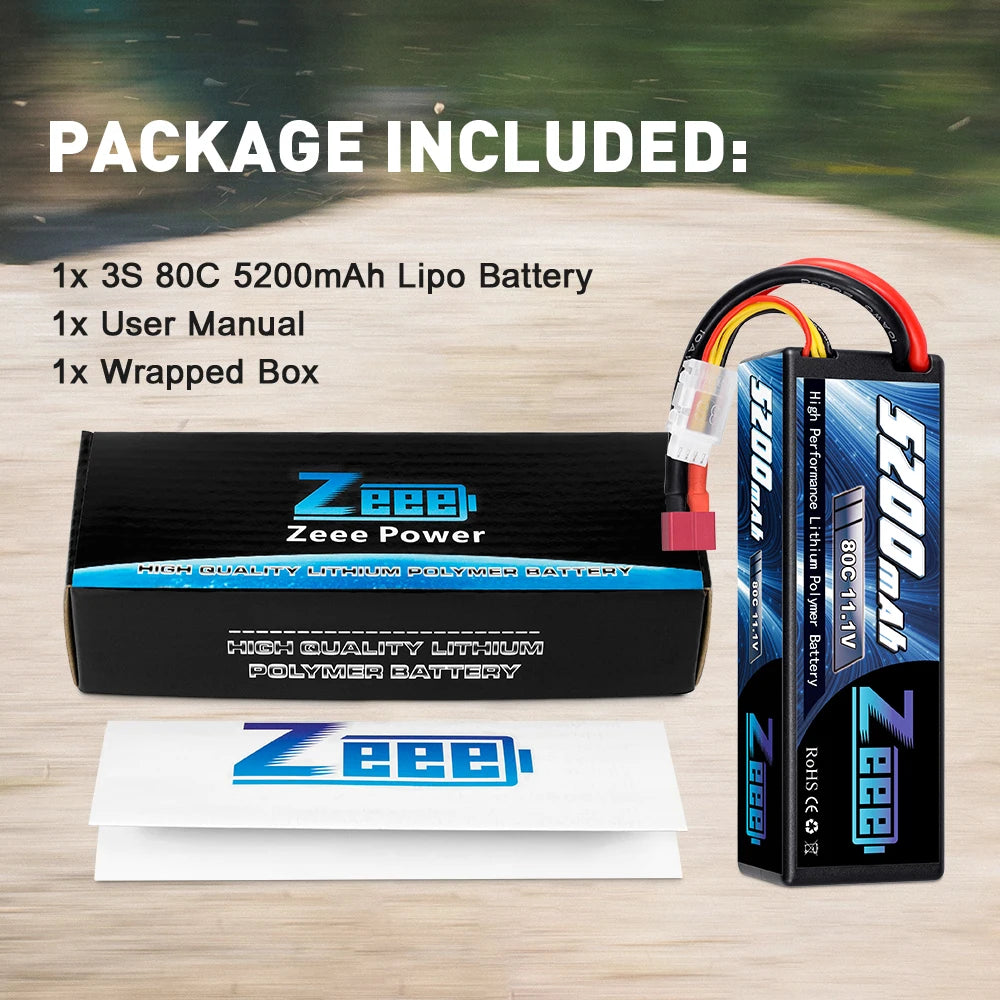 Zeee 11.1V 80C 5200mAh 3S Lipo Battery, Zeee 11.1V 80C 5