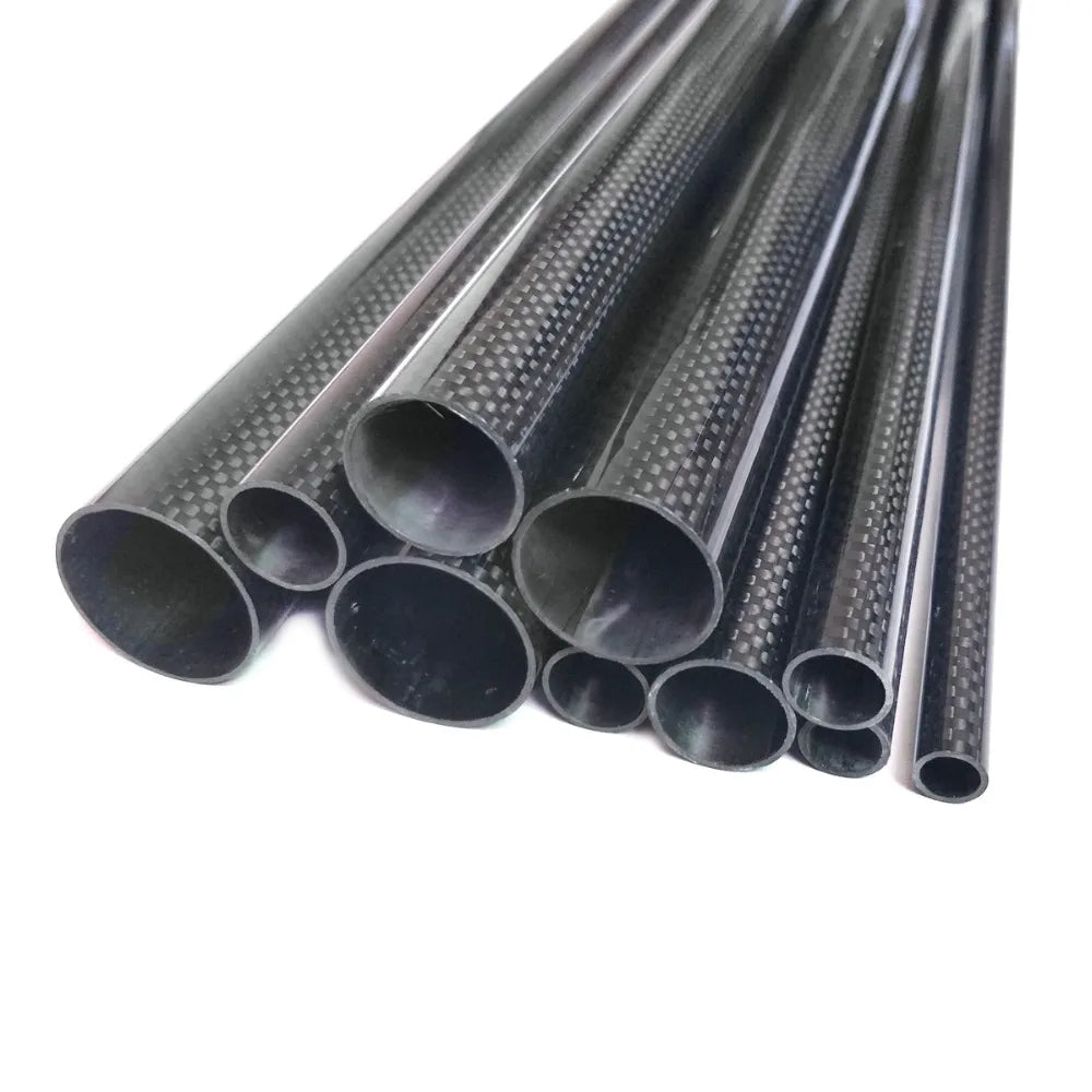 Carbon Fiber Tube 3K Length 500mm, Specification: Adjustable tubing, 500mm long, with varying diameters and thicknesses.