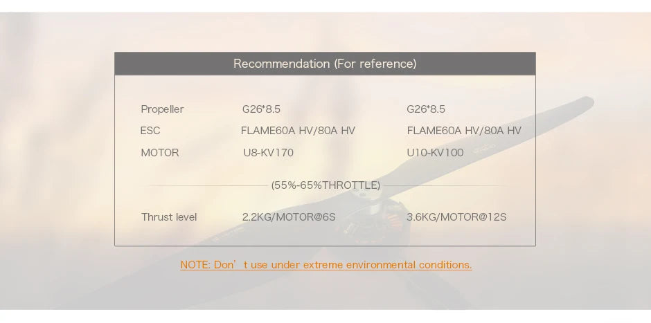 T-MOTOR CF prop G26*8.5" Prop, Propeller should be used under extreme environmental conditions . ESC FLAME6OA HV