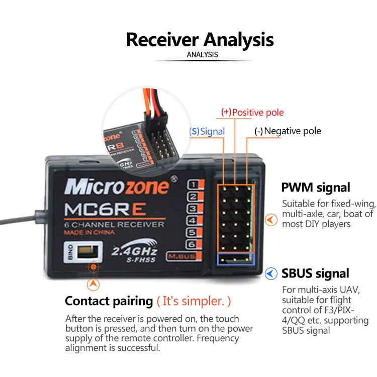 MicroZone MC6C V2, Suitable for fixed-wing; MCERE multi-axle; car; boat