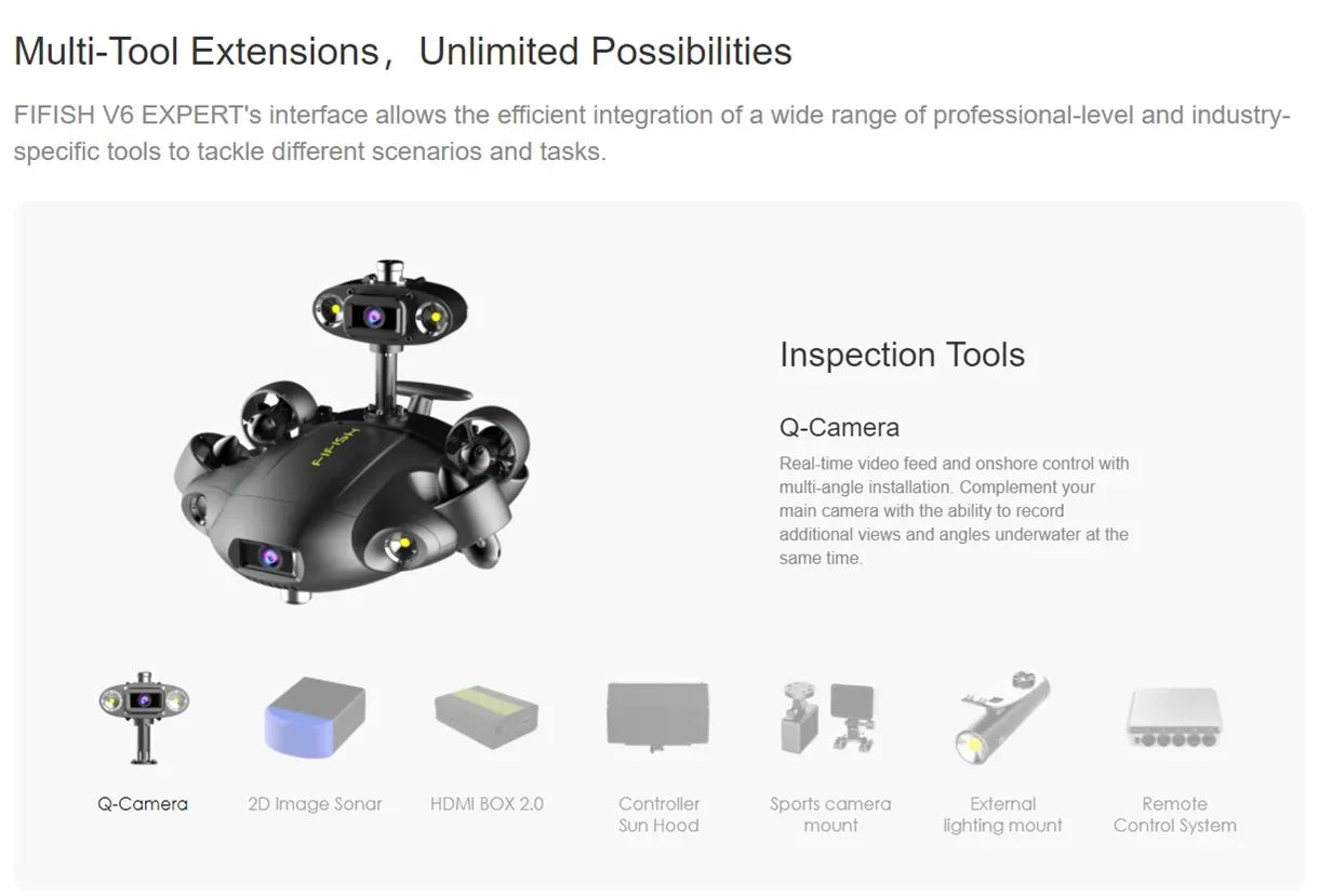 Fifish V6E - Professional Underwater Drone, Fifish V6E, FIFISH V6 EXPERT's interface allows the efficient integration of a