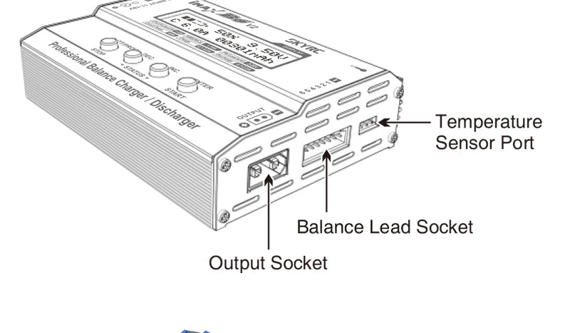 Skyrc iMax B6 V2 Charger - Lipo LiHV NiMh LiFe Battery Balance LCD Screen RC Parts 60W 6A Discharger with XT60 Plug Charging Wire 9 Skyrc iMax B6 V2 Charger, Temperature Sensor Port Balance Lead Socket Output Sf Charger / at