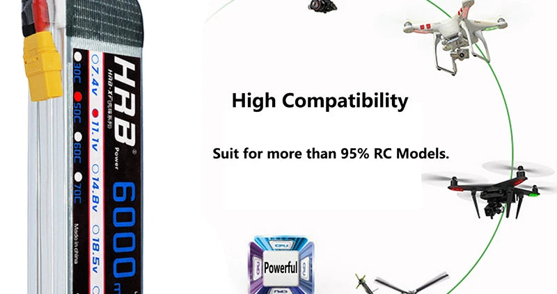 2PCS HRB Battery Lipo 3S 6000mah 11.1V