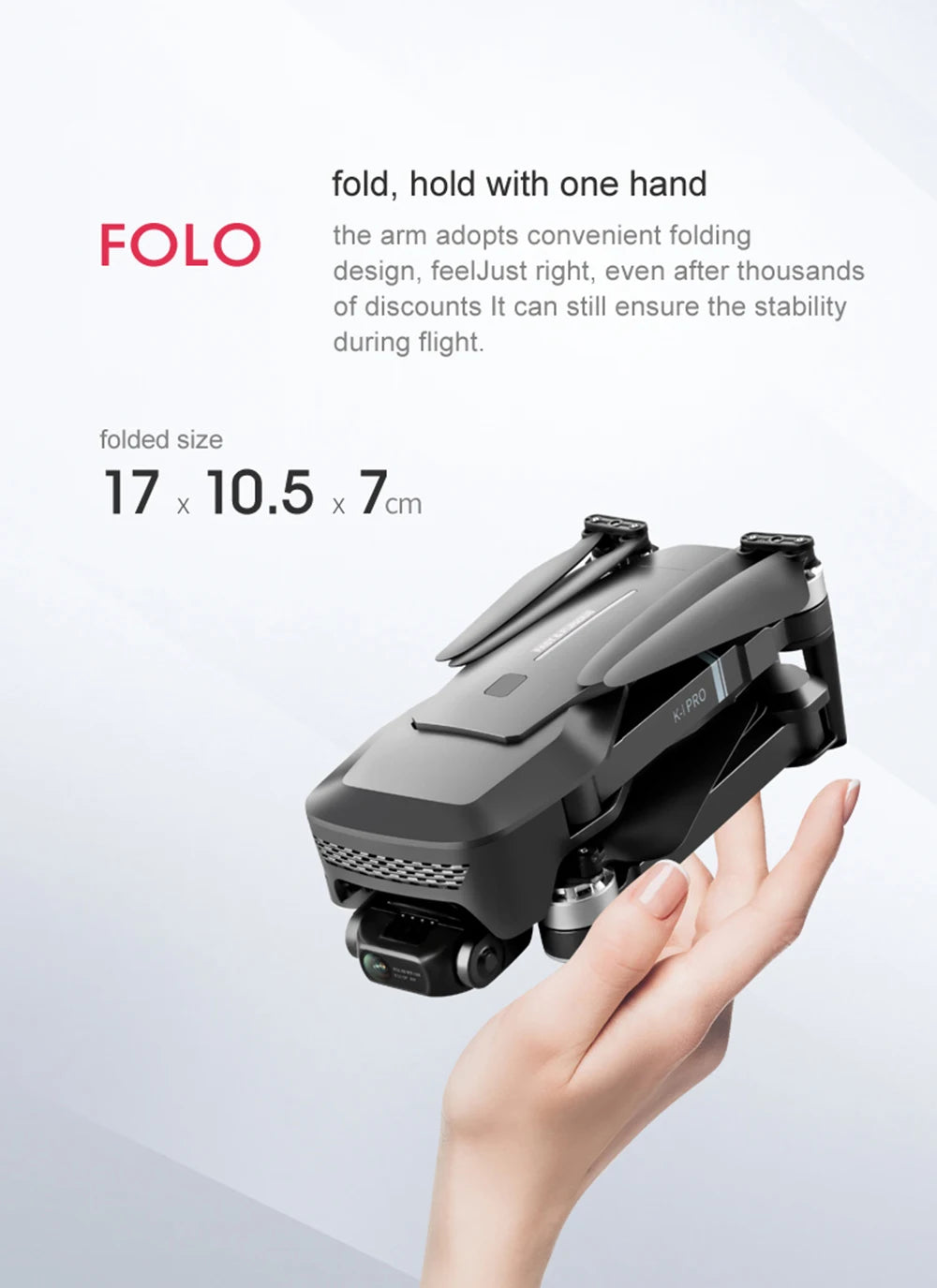 VISUO ZEN K1 PRO Drone, fold, hold with one hand FOLO the arm adopts convenient folding design, feelJust right