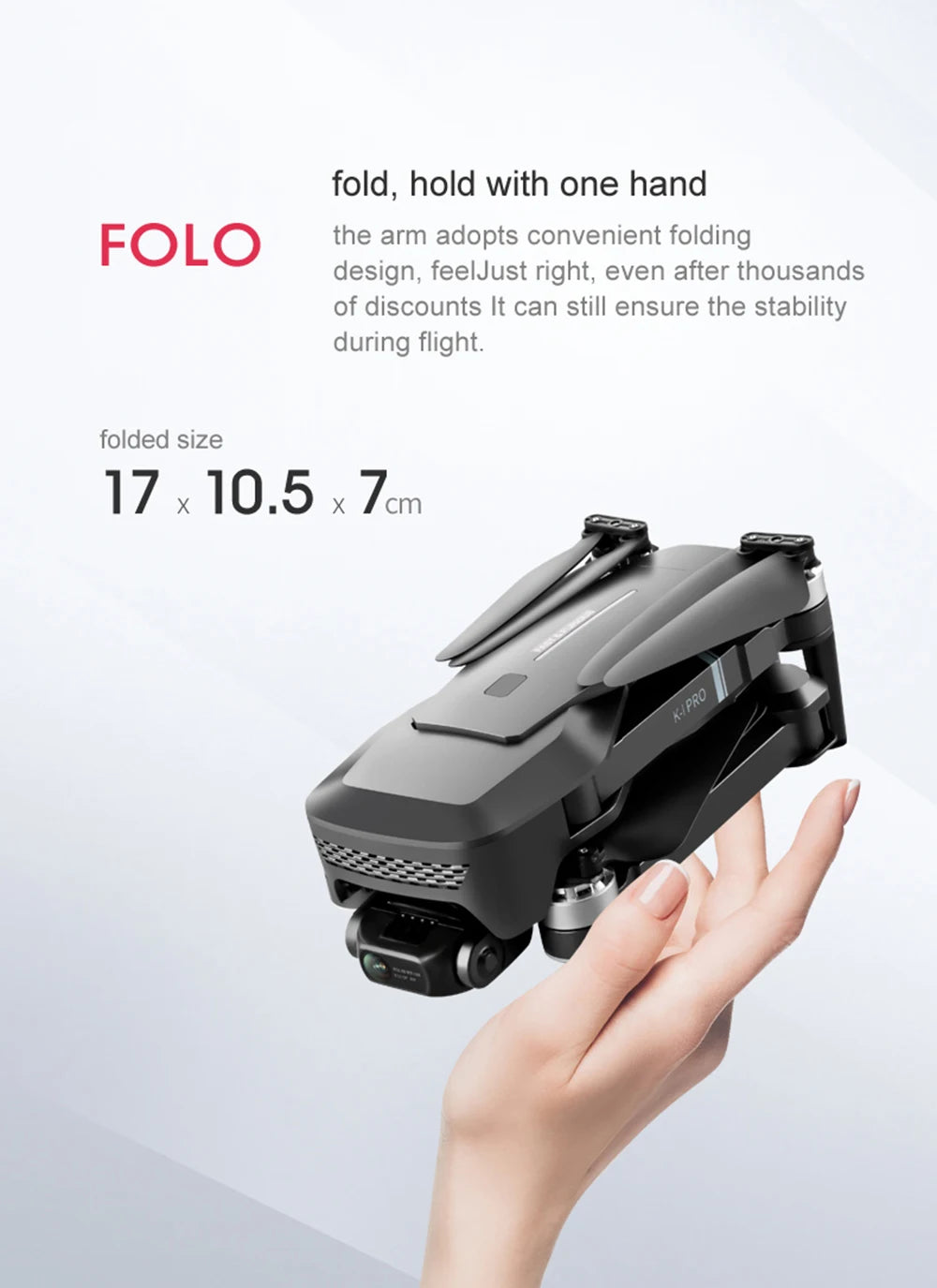 VISUO ZEN K1 PRO Drone - 4K HD Camera 2 Axis Gimbal WiFi FPV GPS 5G 600M Distance Professional Drones Brushless Foldable Quadcopter Professional Camera Drone 17 VISUO ZEN K1 PRO Drone, fold, hold with one hand FOLO the arm adopts convenient folding design, feelJust right