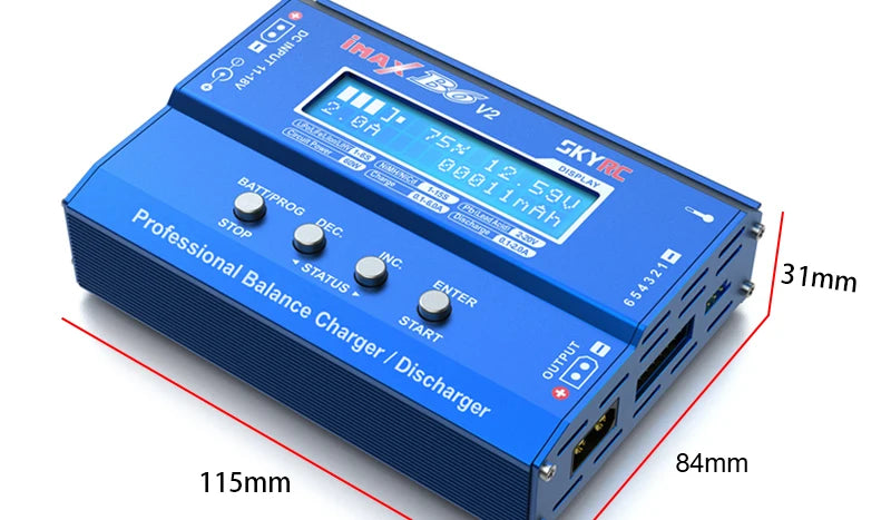 Skyrc iMax B6 V2 Charger - Lipo LiHV NiMh LiFe Battery Balance LCD Screen RC Parts 60W 6A Discharger with XT60 Plug Charging Wire 10 Skyrc iMax B6 V2 Charger, AKKU Charged Rechargeable Li-Polymer Accessories Safe Fast Certification :