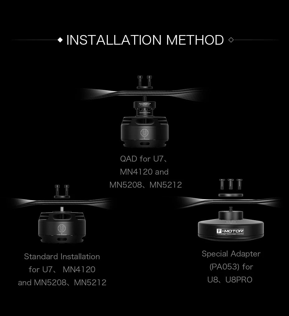 T-Motor P18 inch CF Prop, INSTALLATION METHOD QAD for U7 MN4120 and MN
