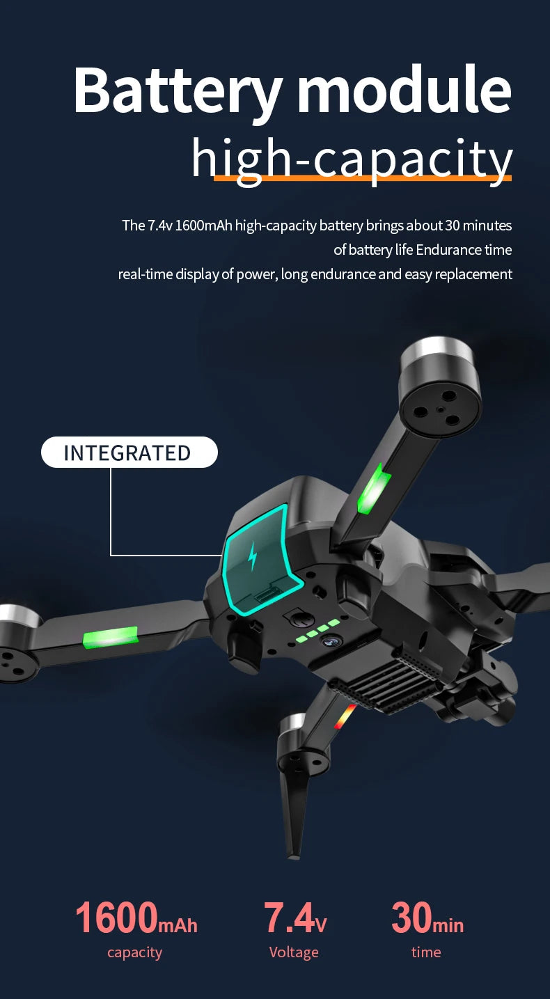 X2 Pro2 GPS Drone, battery module high-capacity bringsabout 30 minutes of batterylife Endurance time real