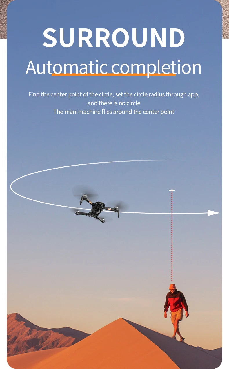 X2 Pro2 GPS Drone, SURROUND Automatic completion Find the center of the circle, set the circle radius through app