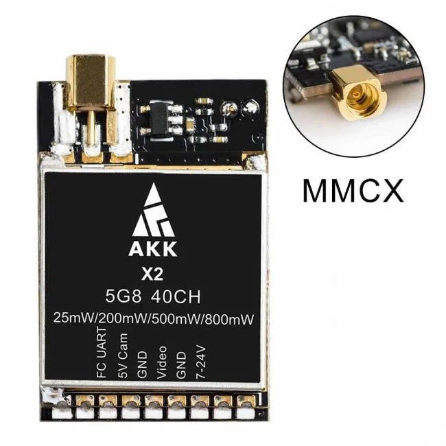 AKK X2P/X2 5.8Ghz 40CH VTX - 0.01mW/25mW/200mW/500mW/800mW Switchable FPV Video Transmitter Compatible Betaflight OSD FC 27 AKK X2P/X2 5.8Ghz 40CH VTX, MMCX AKK X2 568 4OCH 25mWIZOOm