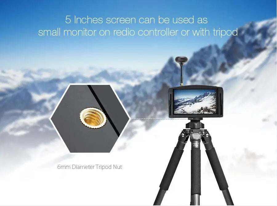 5 Inches screen can be used as small monitor on redio controller or with tripod 6