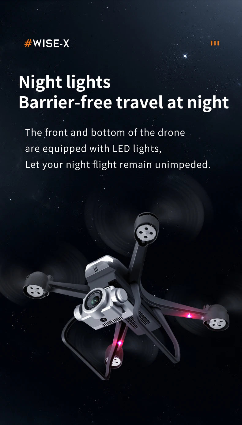 #wise-x drones are equipped with led night lights .
