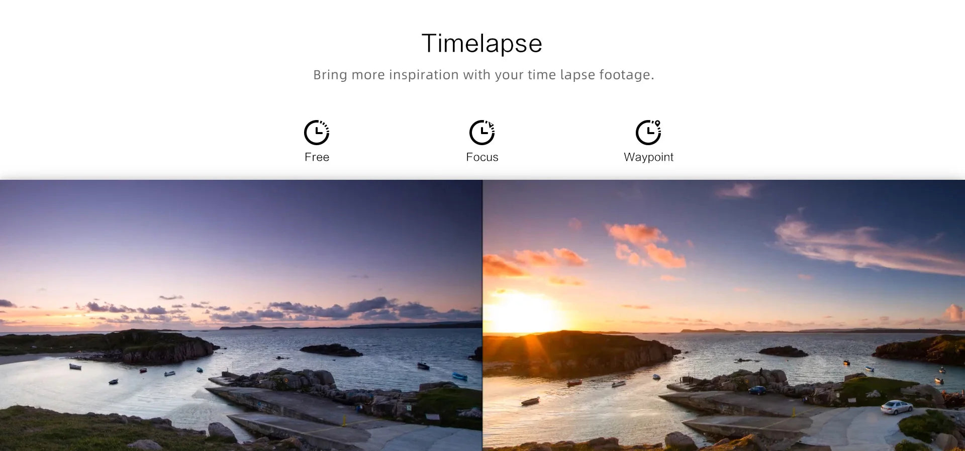 FIMI X8SE 2022 Drone, Timelapse Bring more inspiration with your time lapse footage . Free Focus