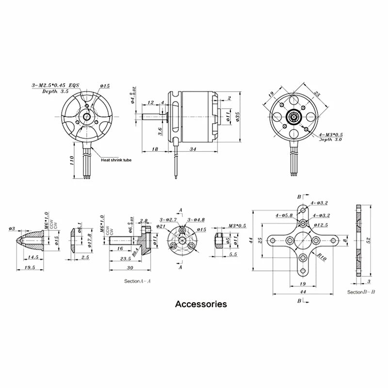 1PC Original SUNNYSKY X2814 900KV 1000KV 1100KV 1250KV External Rotor Brushless Motor for RC 3D fixed-wing Aircraft Airplanes 19 Package Included: X2814 KV900, KV1000 or KV1
