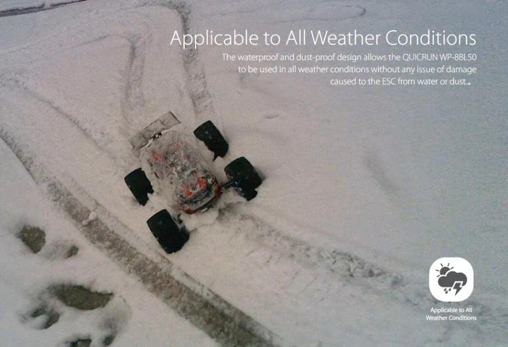 Hobbywing Quicrun 8BL150 ESC, the waterproof dust-proof design allows the QUICRUN WP-8BL.50 to