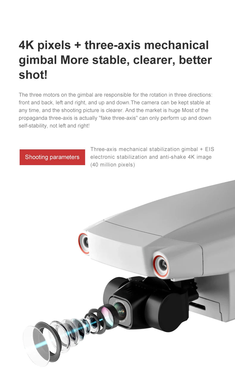 106 Pro GPS Drone - 4K HD Dual Camera Three-Axis Anti-Shake Gimbal 5G WIFI FPV Brushless Motor Foldable Quadcopter Gift Toy Professional Camera Drone 18 106 Pro GPS Drone, three motors on the gimbal are responsible for the rotation