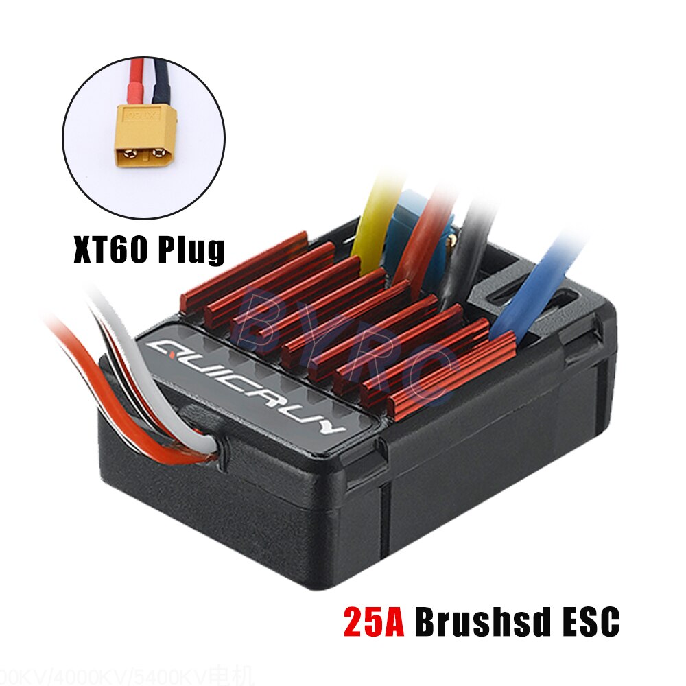 Hobbywing QuicRun 1625 25A Brushed ESC, XT60 plug, 25A brushed ESC for small-scale models (1/16-1/18)