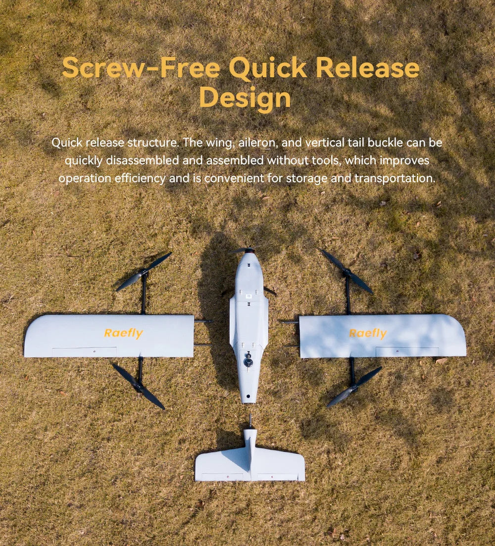 CUAV Raefly VT260 VTOL, the wing: aileron, and vertical tail buckle can be quickly disassemble