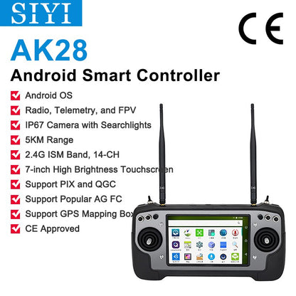 CUAV AK28, SIYI C€ AK28 Android Smart Controller Android OS Radio, Telemetry, and