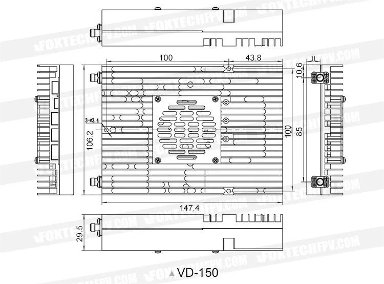 Foxtech VD-20 - 20km 4K 110MHz Long Range Wireless Data Video Link Transmitter and Receiver Transmission System 10 Foxtech VD-20, Frequency 1.4 GHz-1.5 GHz Bandwidth 1.4MHz-3