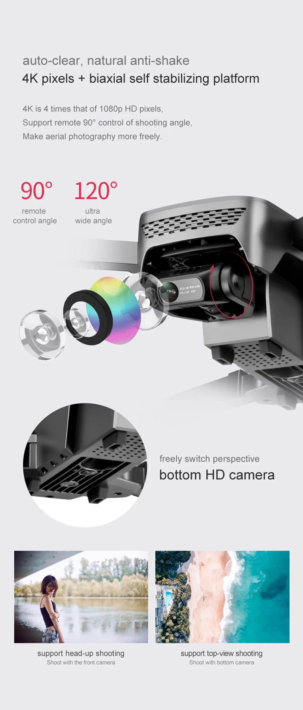 VISUO ZEN K1 PRO Drone - 4K HD Camera 2 Axis Gimbal WiFi FPV GPS 5G 600M Distance Professional Drones Brushless Foldable Quadcopter Professional Camera Drone 21 VISUO ZEN K1 PRO Drone, auto-clear; natural anti-shake 4K pixels + biaxial self stabilizing platform
