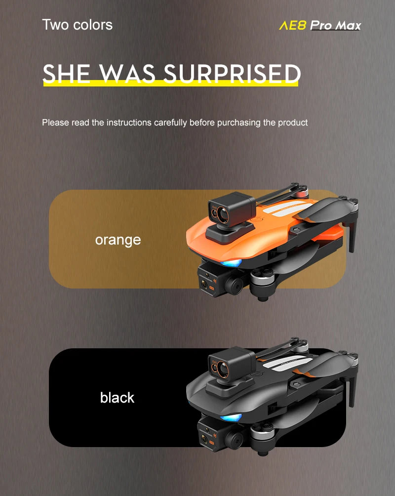 AE8 Pro Max Drone, Please read the instructions carefully before purchasing the product orange black AE8 Pro Max.