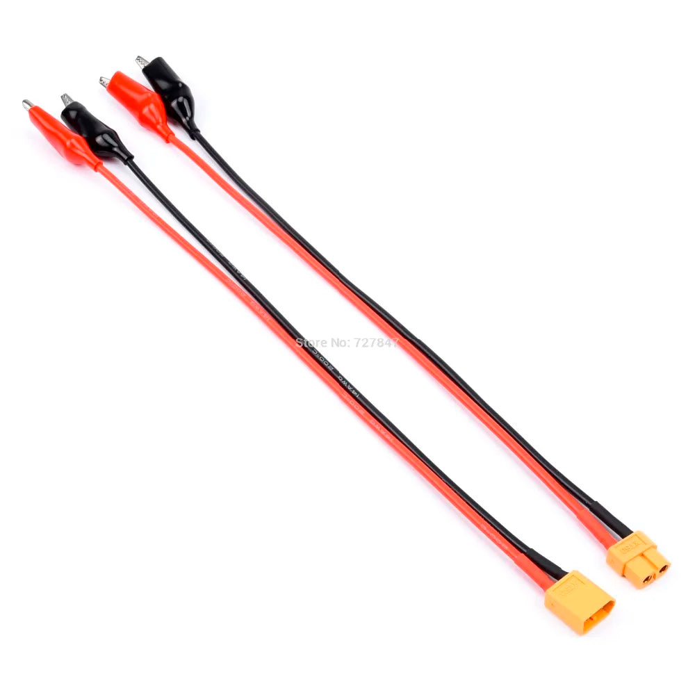 FPV Drone Charger Cable, XT60 Male / Female to Crocodile Clip Conector Plug 14