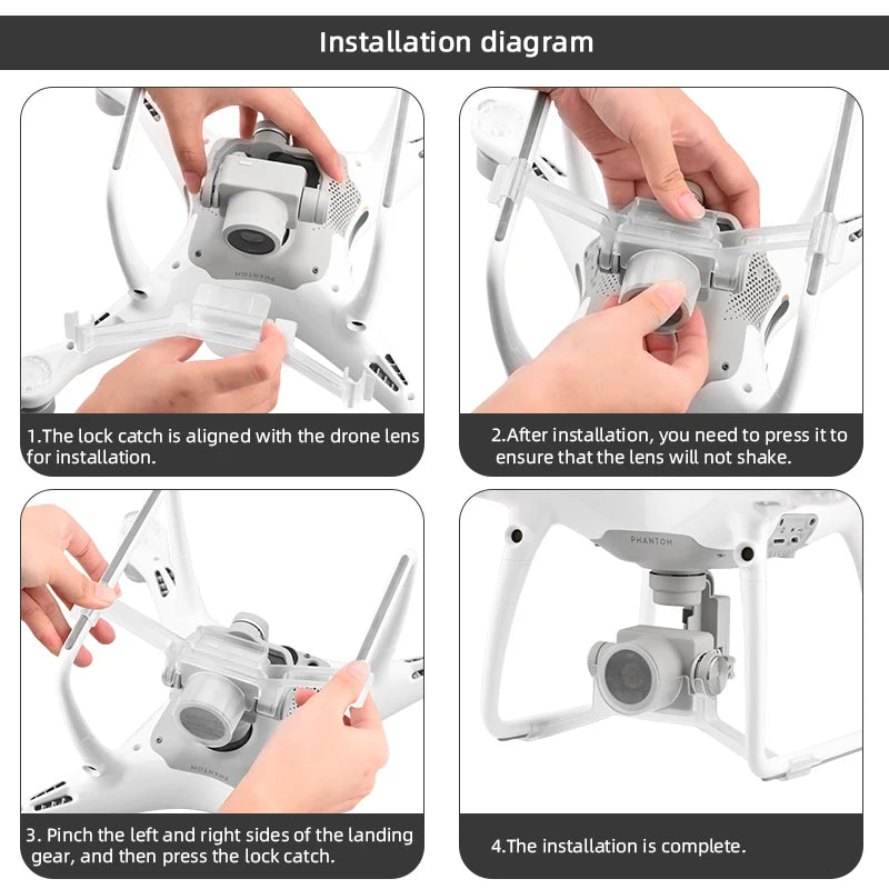 installation diagram The lock catch is aligned with the drone lens 2 After installation, you need