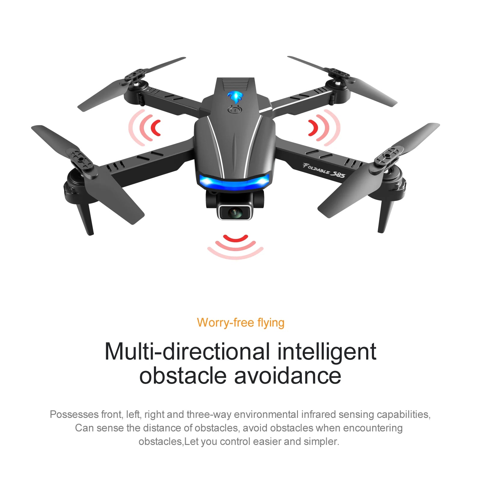 S85 Drone 4k HD Dual Camera With infrared obstacle Avoidance Remote Control Helicopter Four Axis Aircraft 8 S85 Drone, intelligent obstacle avoidance possesses front; left; right and three-