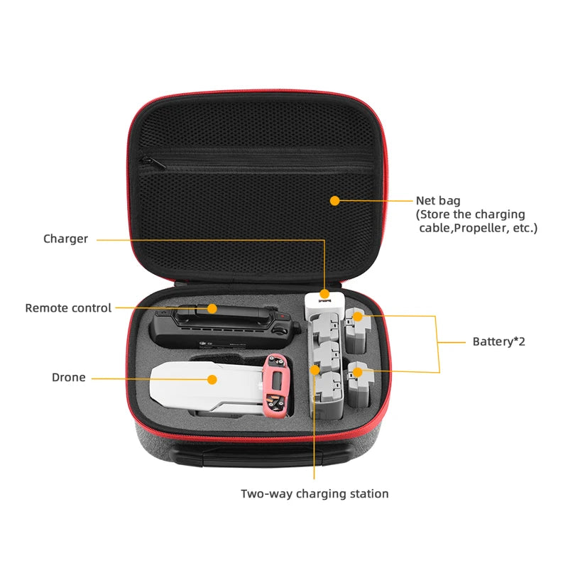 Protable Storage Bag Suitcase for DJI Mavic Mini/Mini SE Handbag Outdoor Carrying Case Drone RC Battery Protective Protable Bag 10 Drone Two-way charging station*2 drone .