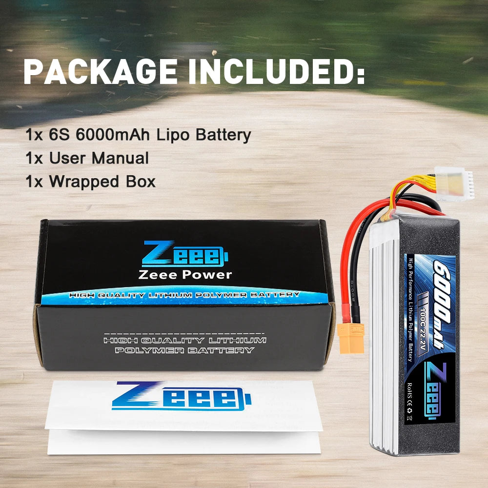 Zeee Lipo Battery 22.2V 6000mAh - 100C XT