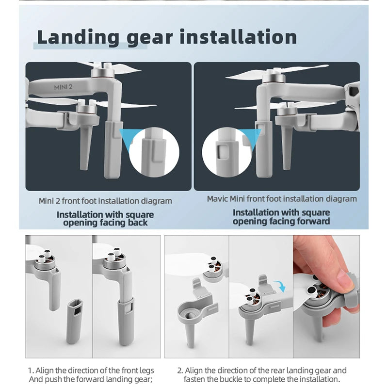 Landing gear installation MINI2 Mini 2 front foot installation diagram Installation with square Facng back