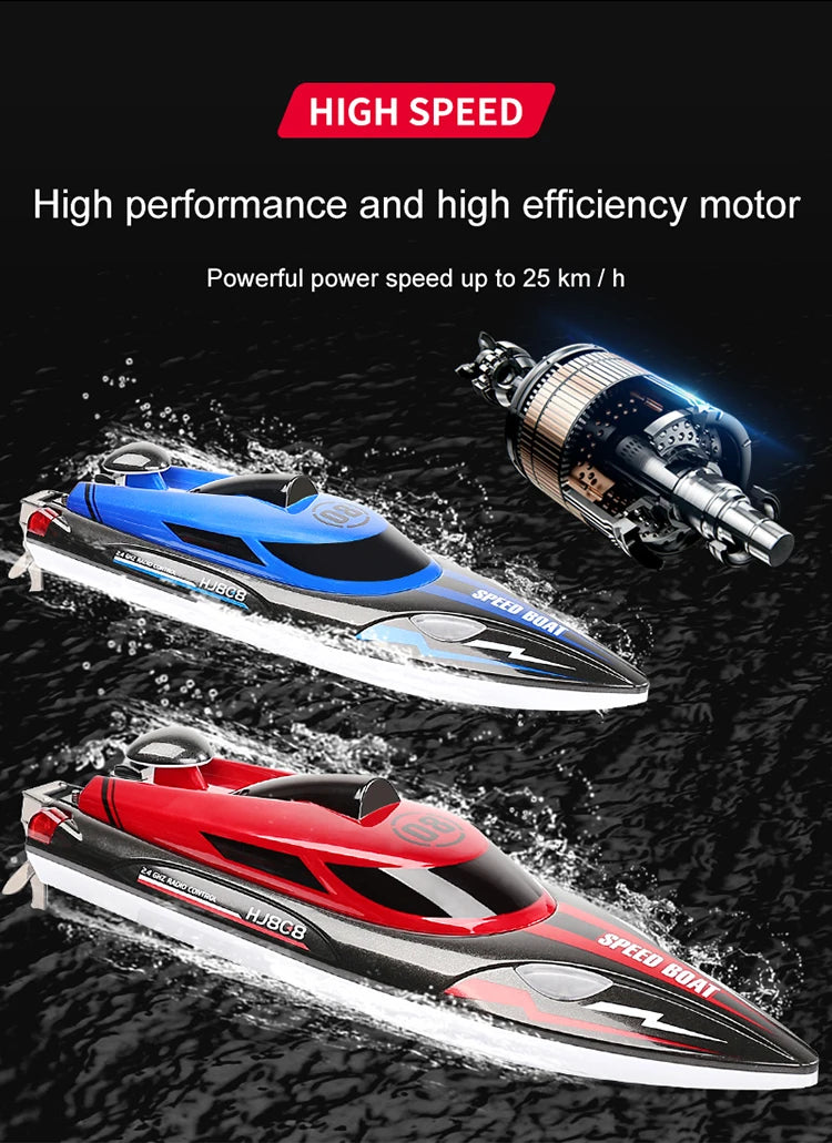 HJ808 RC Boat, HIGH SPEED High performance and high efficiency motor Powerful power speed up to 25 km 