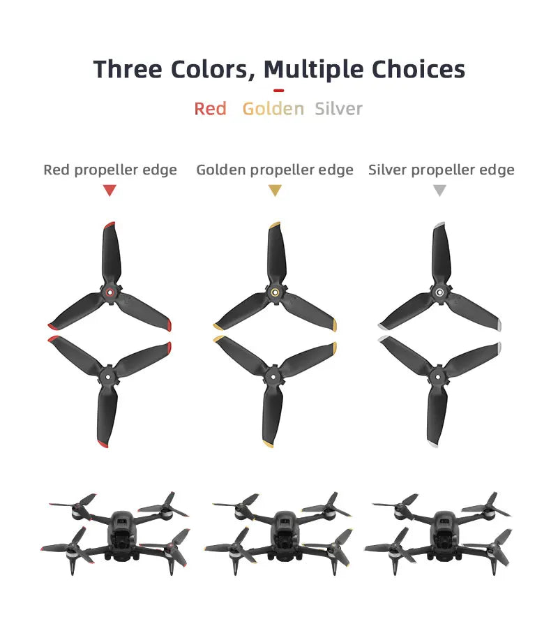 4pcs Drone Propeller. Three Colors. Multiple Choices Red Golden Silver Red propeller edge Silver propeller Edge 