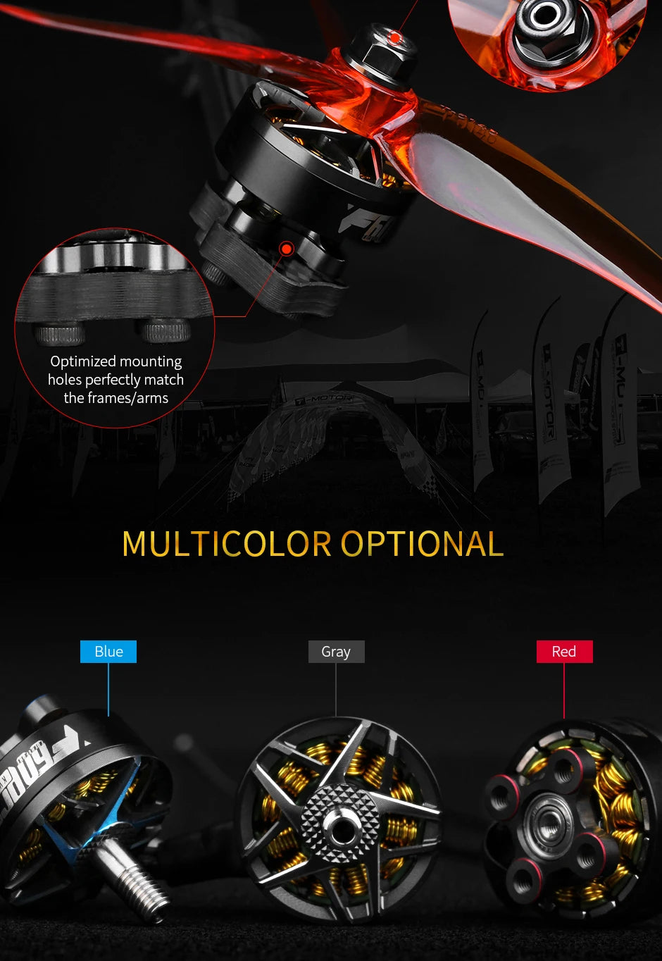 T-motor F60PRO IV V2 Brushless Electrical Motor KV1750 KV1950 KV2550 Max 1.8KG Thrust For FPV Racing Drone FPV Freestyle Frame 12 T-motor, Optimized mounting holes perfectly match 5 the frames/arms MULTICOLOR