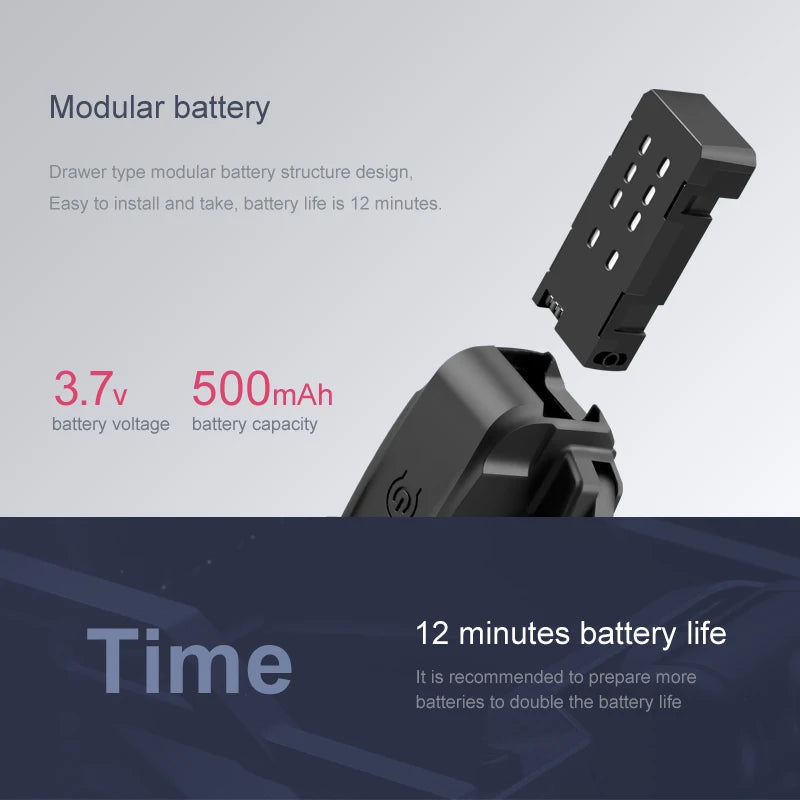 JINHENG XT6 Mini Drone, 3.7v 500mah voltage capacity 12 minutes battery life time